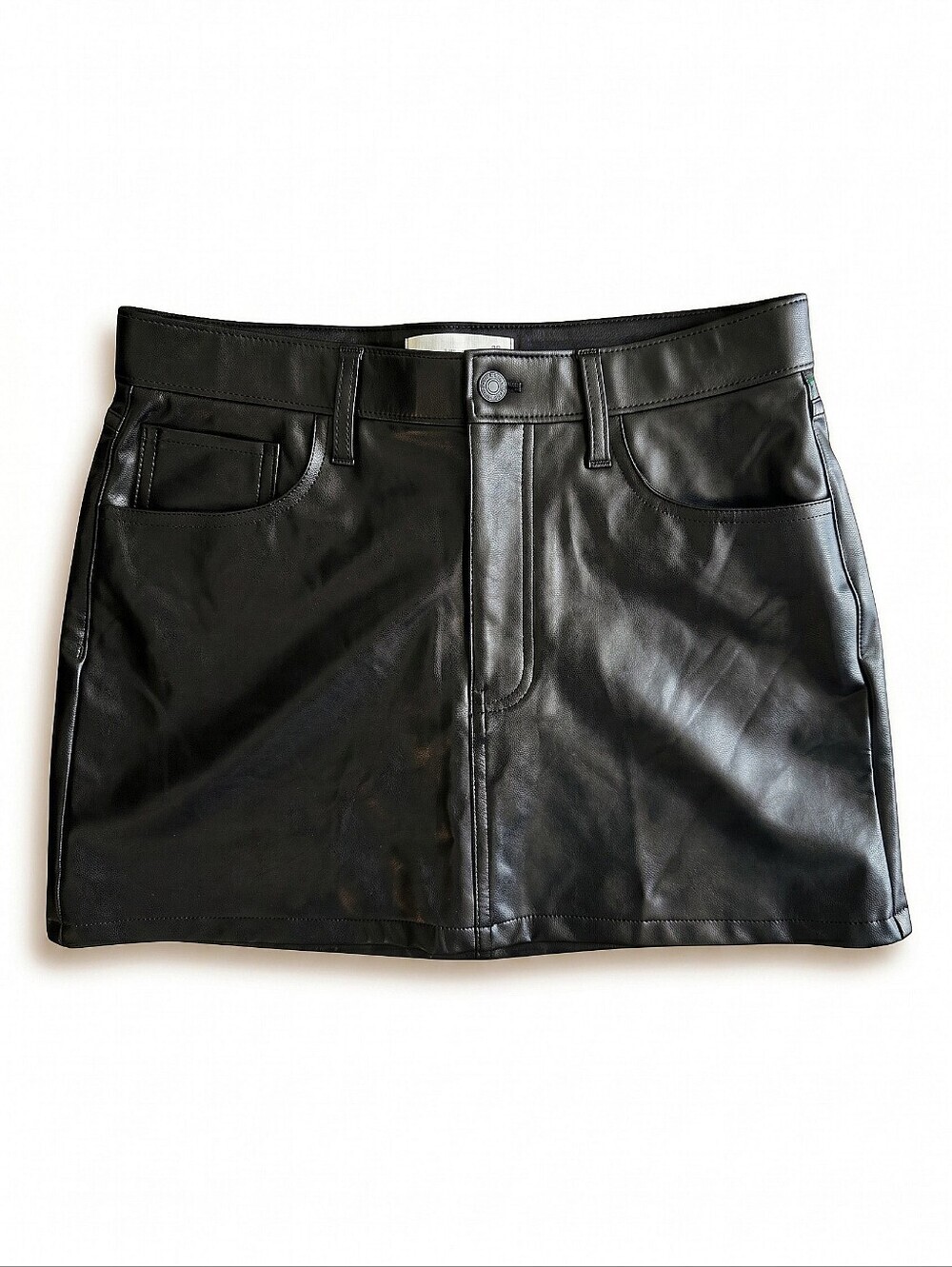 NWT! Abercombie & Fitch Black Faux Leather Mini Skirt - Women